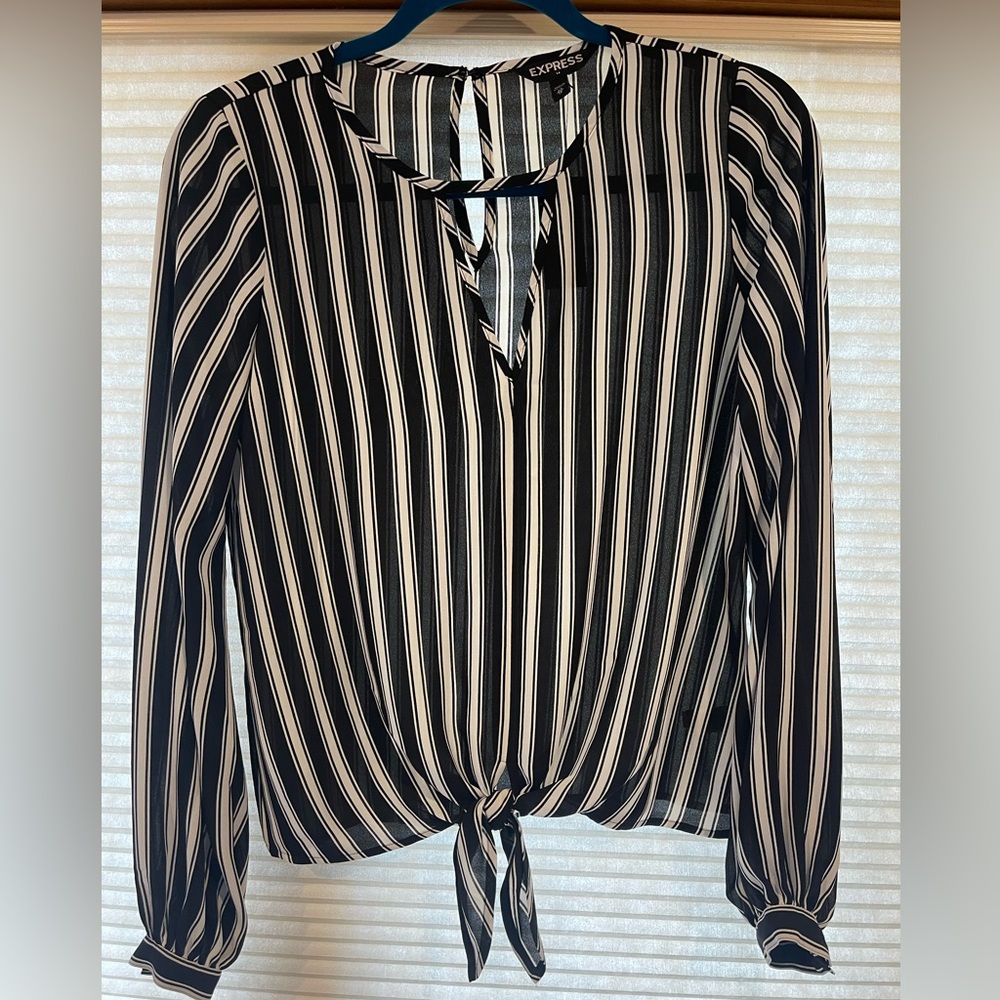 New Express Black & White striped Blouse - XS
